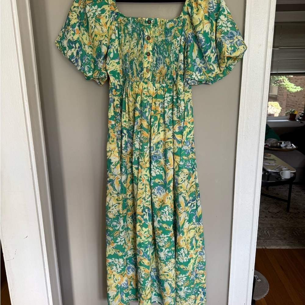 MELLODAY Floral Puff Sleeve MIDI dress - Picture 8 of 8